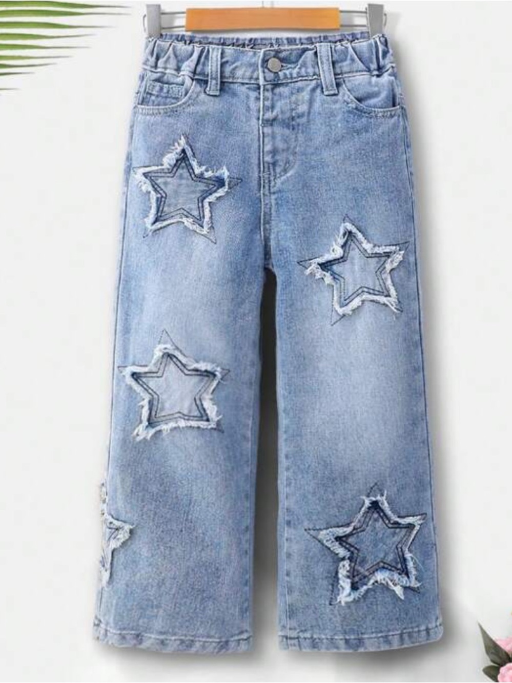 SHEIN Light Blue Denim Top with Star Detail